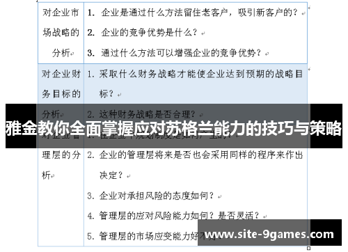 雅金教你全面掌握应对苏格兰能力的技巧与策略 雅金教你全面掌握应对苏格兰能力的技巧与策略